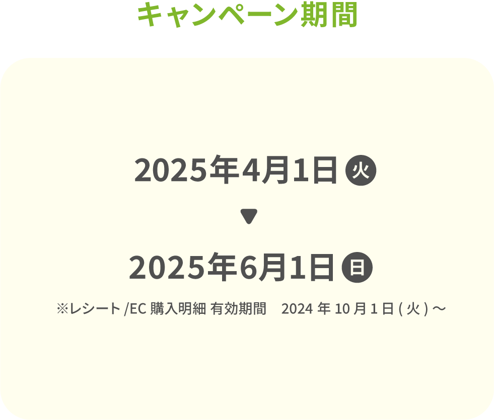 キャンペーン期間 2025年4月1日火曜日から6月1日日曜日