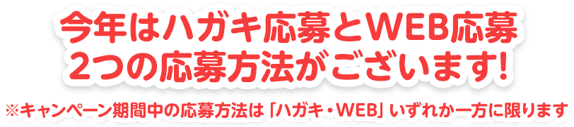 今年はハガキ応募とWEB応募2つの応募方法がございます！