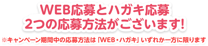 WEB応募とハガキ応募2つの応募方法がございます！