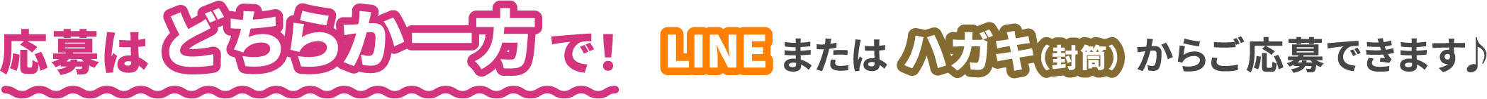 応募はどちらか一方で！　LINEまたはハガキからご応募できます
