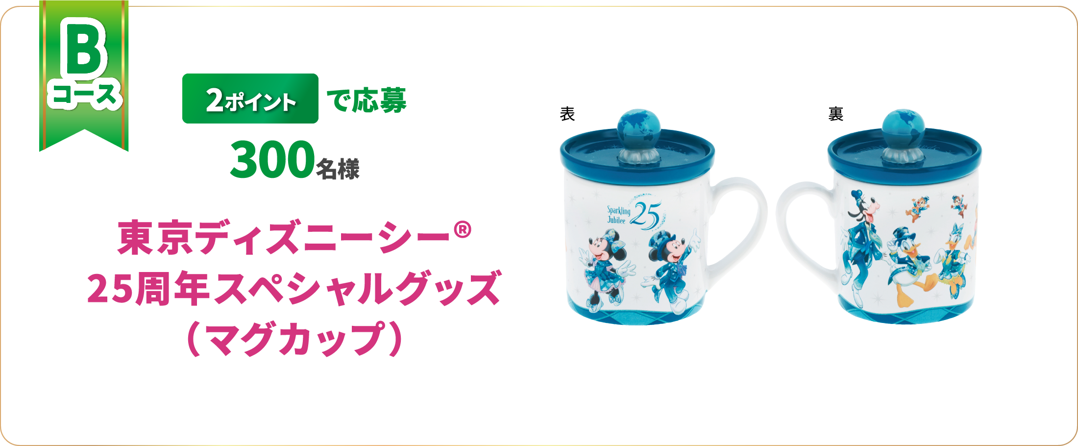 Bコース 2ポイントで応募 300名様 東京ディズニーシー25周年スペシャルグッズ（マグカップ）