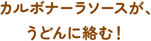 カルボナーラソースが、うどんに絡む！