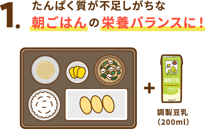 たんぱく質が不足しがちな朝ごはんの栄養バランスに！