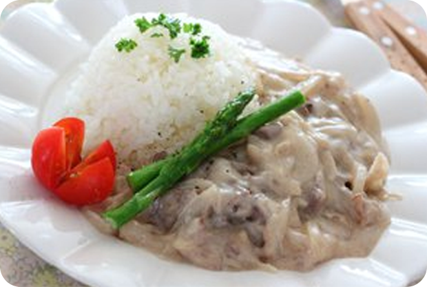 豆乳で作るビーフストロガノフ