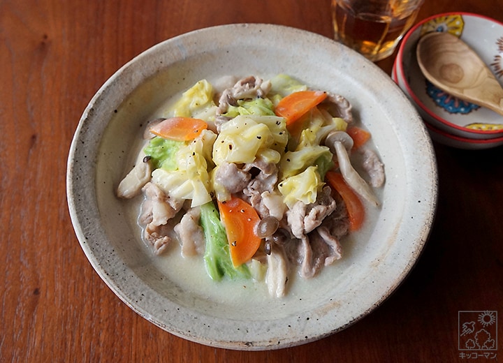 豚肉とキャベツの豆乳クリーム煮