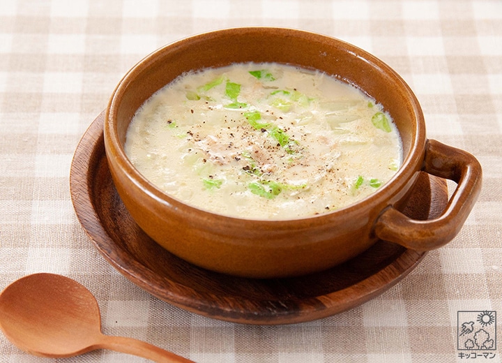 レンジで豆乳と白菜のスープ