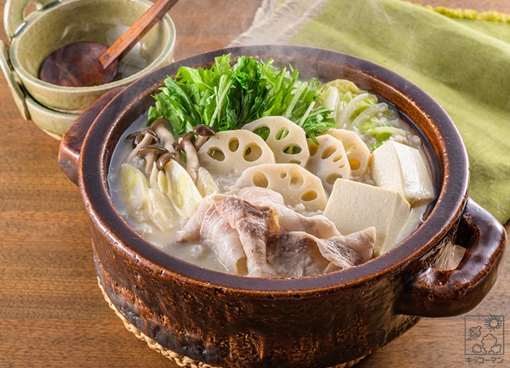 れんこんと豚肉の豆乳寄せ鍋